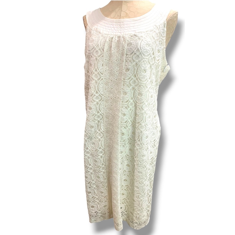 Size XL Liz Claiborne Cream Lace Overlay New Shift Dress Sleeveless